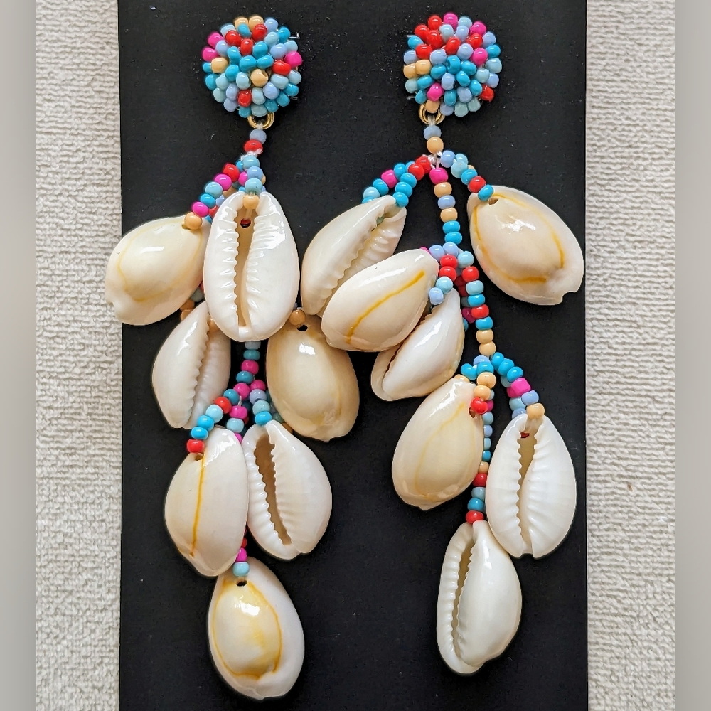 NWT J. Crew Beaded Shell Earrings